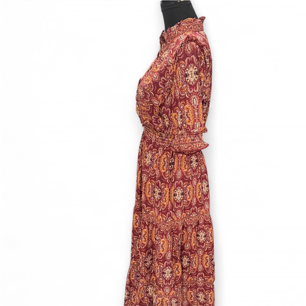 Max Studio Red and Orange Paisley Maxi Dress - Picture 3 of 7